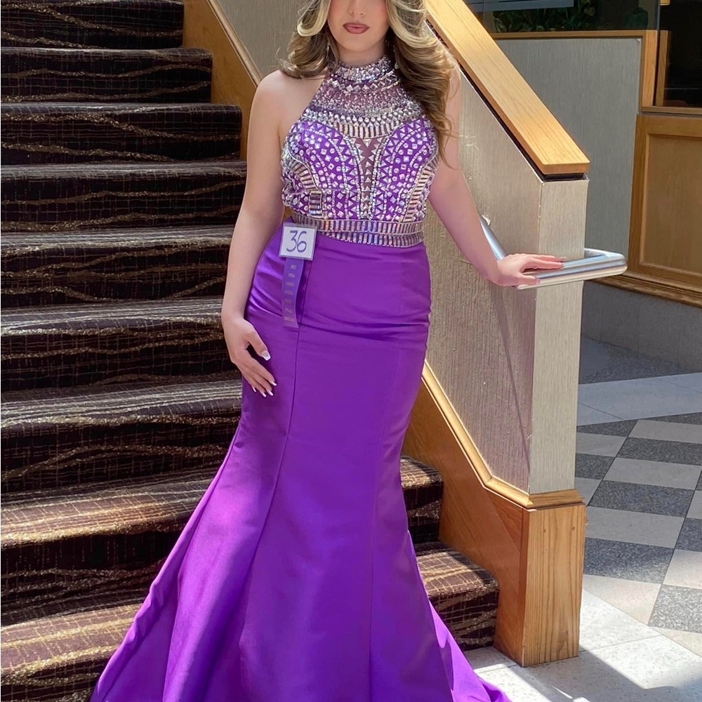 Elegant Purple 2 piece Evening Gown